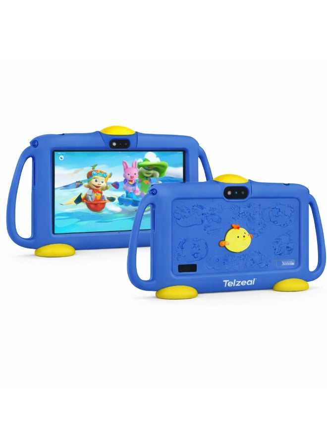 Telzeal P600 Kids Tablet  Blue – 7 Inch HD Display, 6GB RAM 128GB Storage, Android 10.1, 3000mAh Battery, WiFi, Front & Rear Camera, Shockproof Protective Case - Image 1