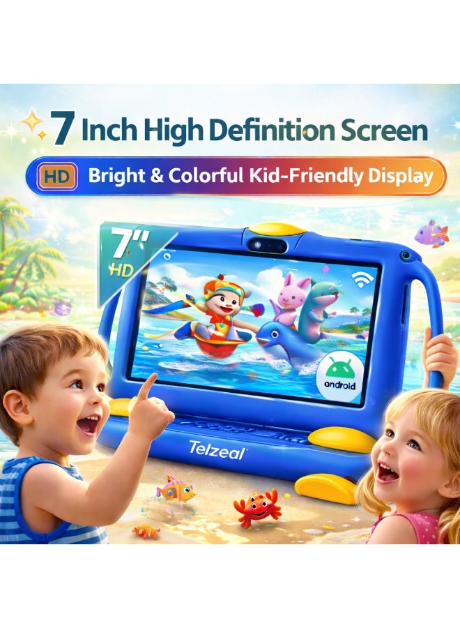 Telzeal P600 Kids Tablet  Blue – 7 Inch HD Display, 6GB RAM 128GB Storage, Android 10.1, 3000mAh Battery, WiFi, Front & Rear Camera, Shockproof Protective Case - Image 3