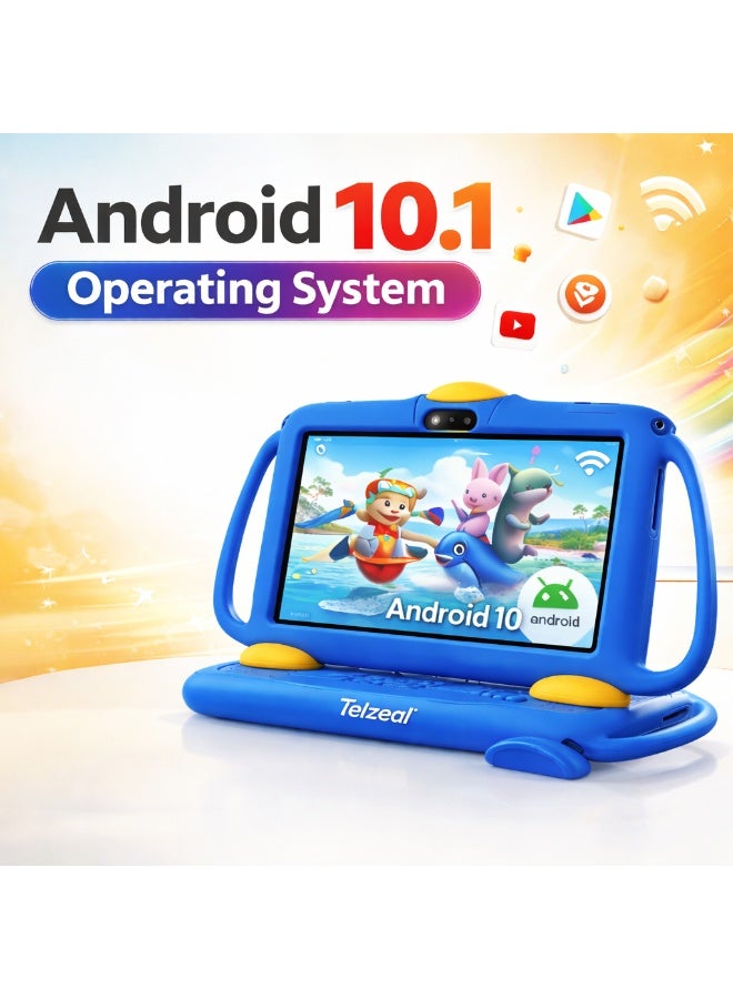 Telzeal P600 Kids Tablet  Blue – 7 Inch HD Display, 6GB RAM 128GB Storage, Android 10.1, 3000mAh Battery, WiFi, Front & Rear Camera, Shockproof Protective Case - Image 2