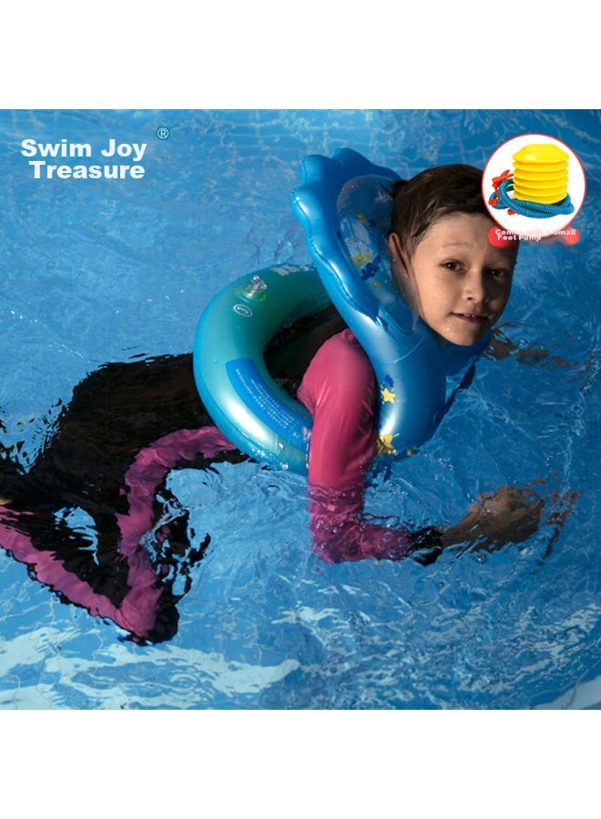 Swimming Fun Yonglebao 7th Generation Snake-shaped Swim Ring, For Children To Adults, Inflatable Toy, M Size Blue, Double/3 Air Chambers Randomly Sent - Image 1