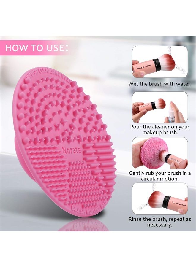 Brush Cleaning Mat, Silicone Makeup Cleaning Brush Scrubber Mat Portable Washing Tool Cosmetic Brush Cleaner with Suction Cup for Valentines Day