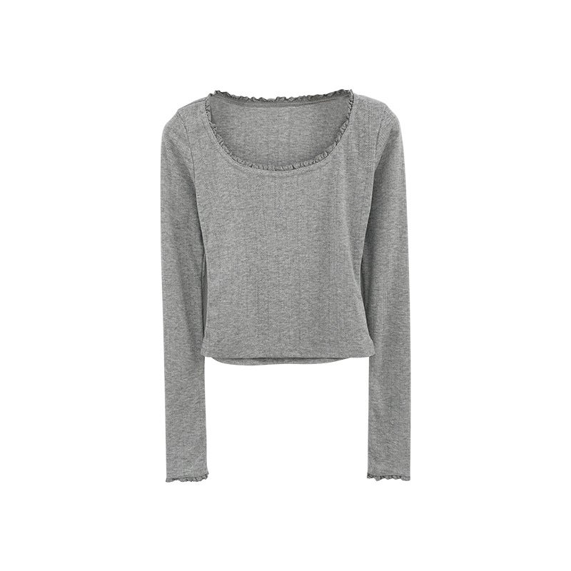 European French Lace Gentle Breathable Thin Long-Sleeved T-Shirt Women'S Autumn Inner Base - Image 4