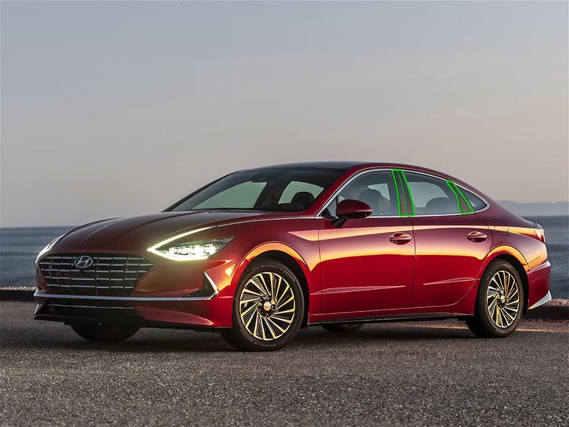 Rvinyl Pillar Post Pre Cut Window Trim Kits in Gloss Black Compatible with Hyundai Sonata 2020-2024 - Adhesive Backs - Image 2