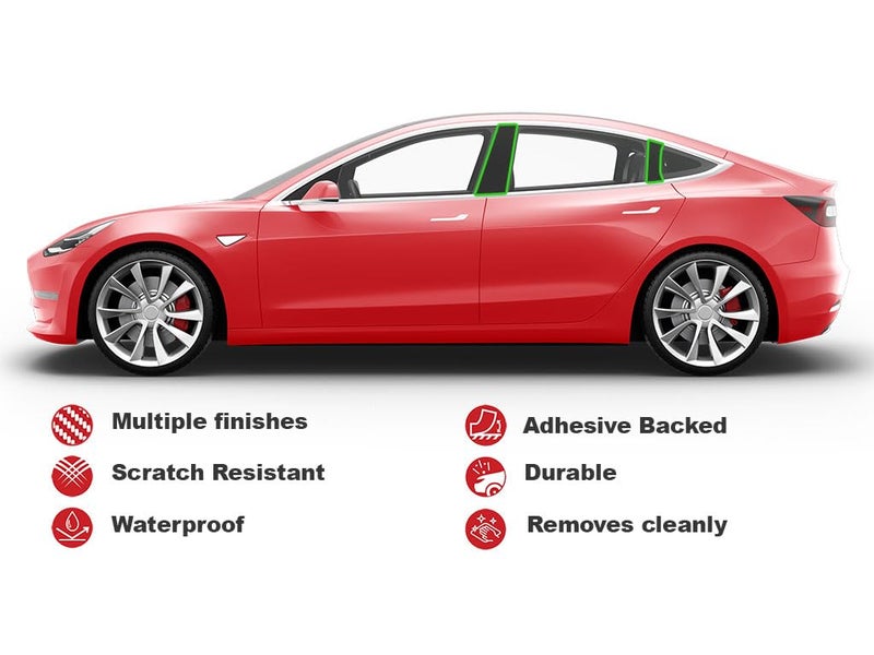 Rvinyl Pillar Post Pre Cut Window Trim Kits in Gloss Black Compatible with Hyundai Sonata 2020-2024 - Adhesive Backs - Image 5