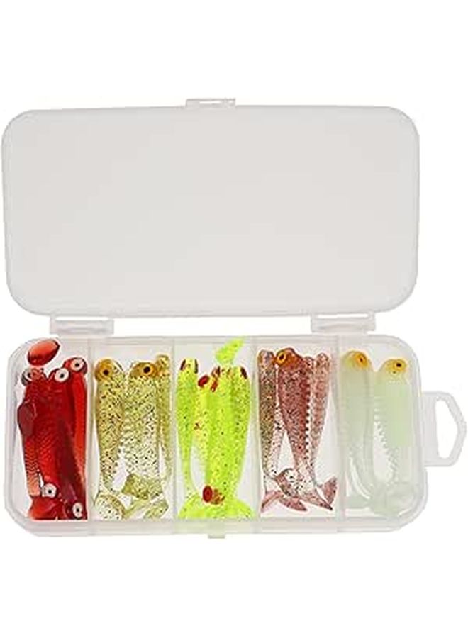 30pcs Soft Plastic Fishing Lures Kit With T Tail Artificial Baits And Storage Box Random Color For Freshwater Saltwater - Image 1