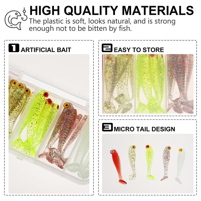 30pcs Soft Plastic Fishing Lures Kit With T Tail Artificial Baits And Storage Box Random Color For Freshwater Saltwater - Image 4