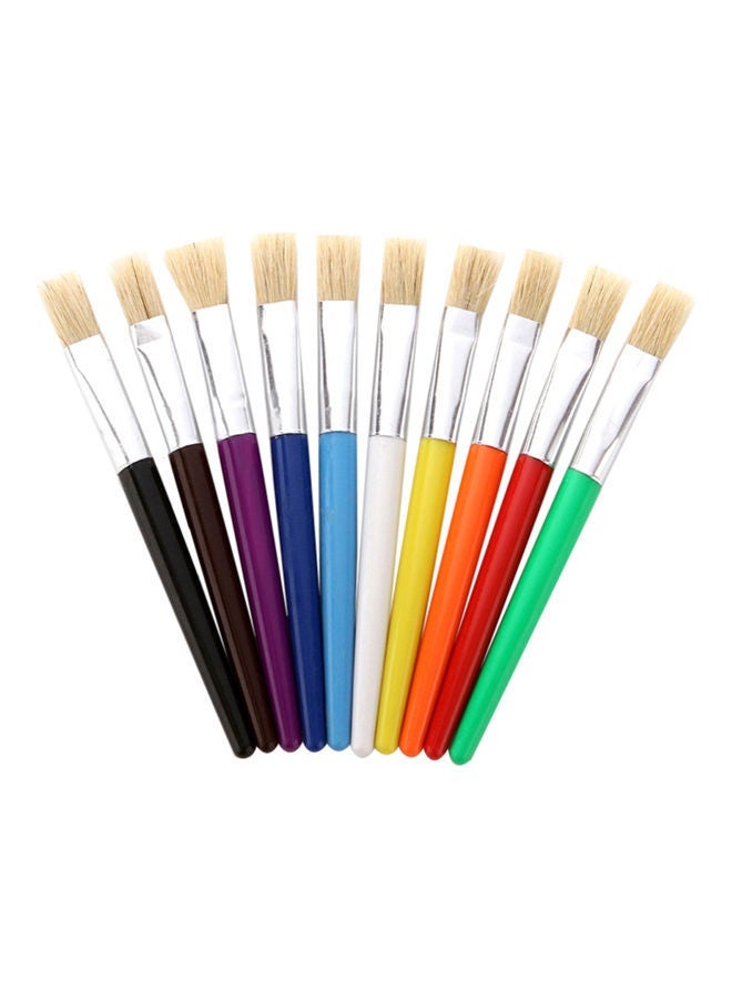 NIBEMINENT 10-Piece Flat Tip Colorful Paint Brushes Set Multicolour - Image 1