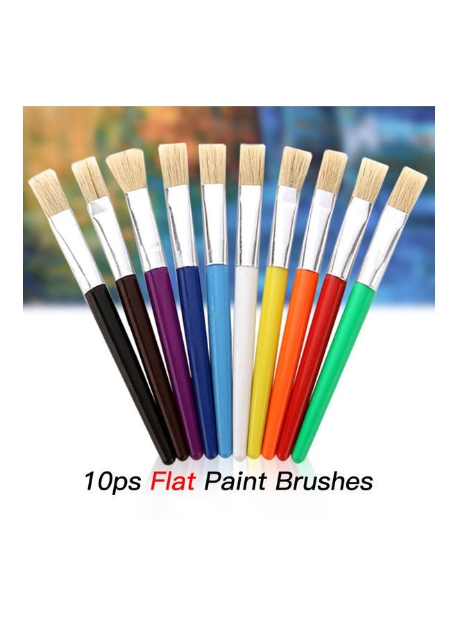NIBEMINENT 10-Piece Flat Tip Colorful Paint Brushes Set Multicolour - Image 2