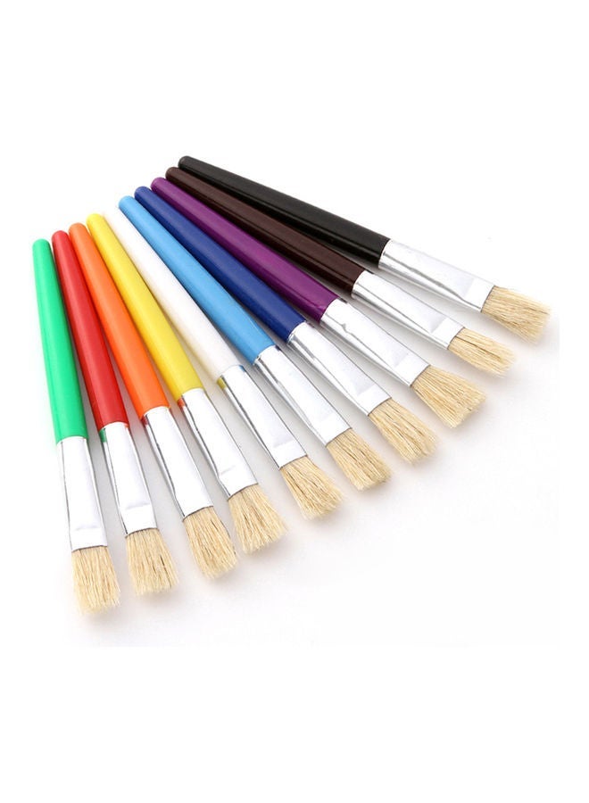 NIBEMINENT 10-Piece Flat Tip Colorful Paint Brushes Set Multicolour - Image 3
