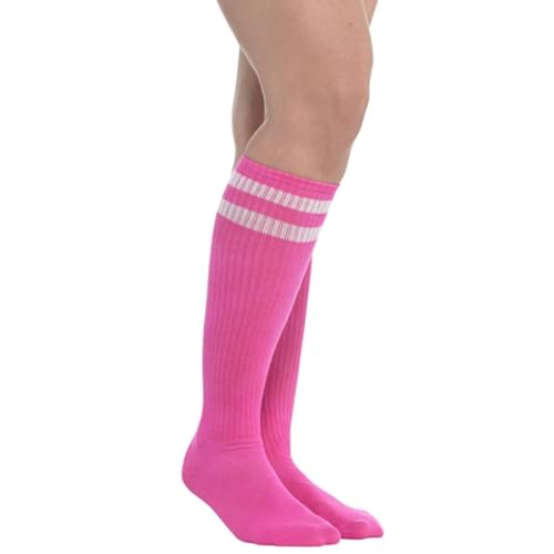 Amscan Pink Striped High Knee Socks for Women One Size 1 Pair Soft and Washable Striped Socks Perfect Costume Accessory for Cosplays Everyday Wear Sports Fashion - Image 5