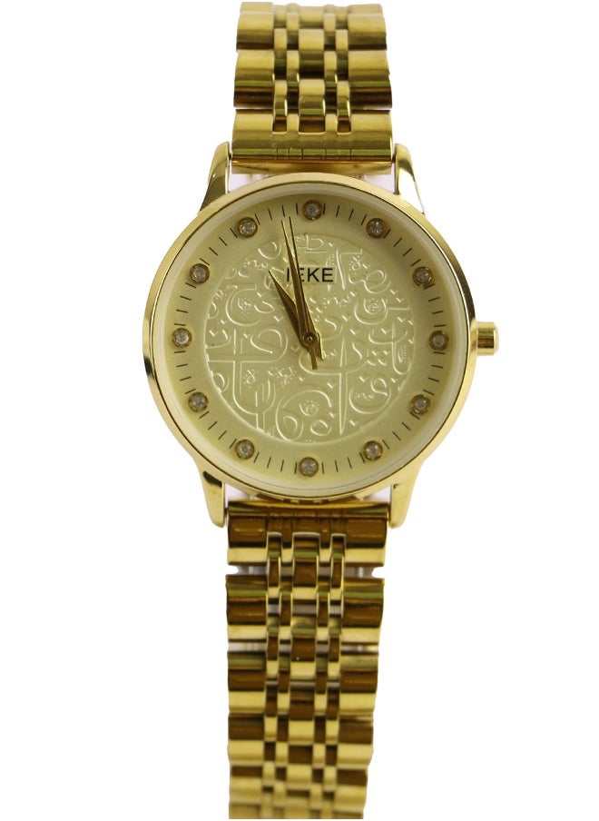 IEKE - IEKE Women's wrist watch, gold stainless steel Band, gold dial. - Image 1
