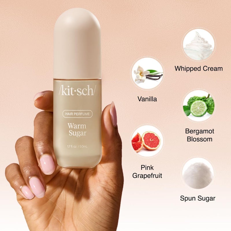 Kitsch عطر شعر كيتش وورم سكر للنساء - نظيف، مزيل للروائح، وتكنولوجيا حاصلة على براءة اختراع لإزالة الروائح، رذاذ للجسم - لإنعاش الشعر، الجسم والوسائد - رائحة جريب فروت وردي حلو وفانيليا دافئة - 50 مل - Image 5