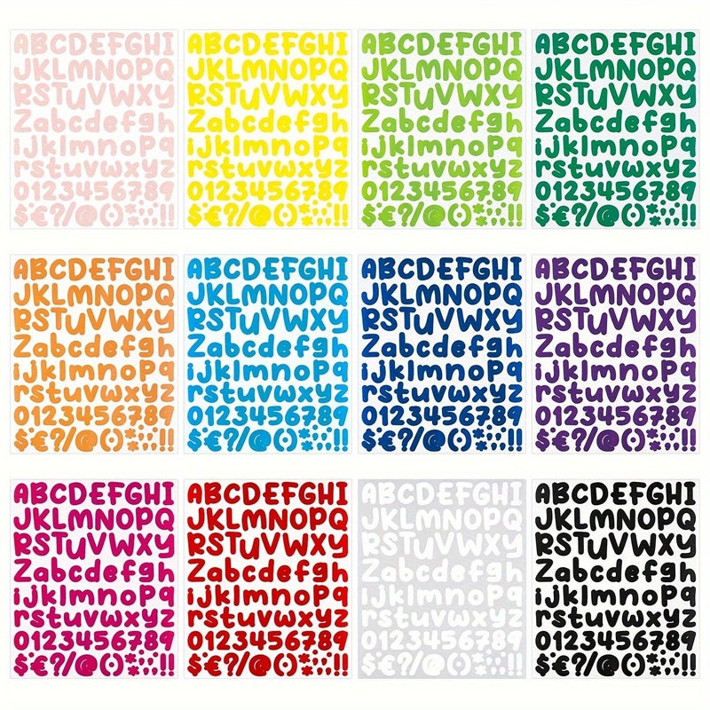 12 Sheets Multi Color 1 Inch Vinyl Alphanumeric Stickers Waterproof Self Adhesive Office School Home Decals - Image 4