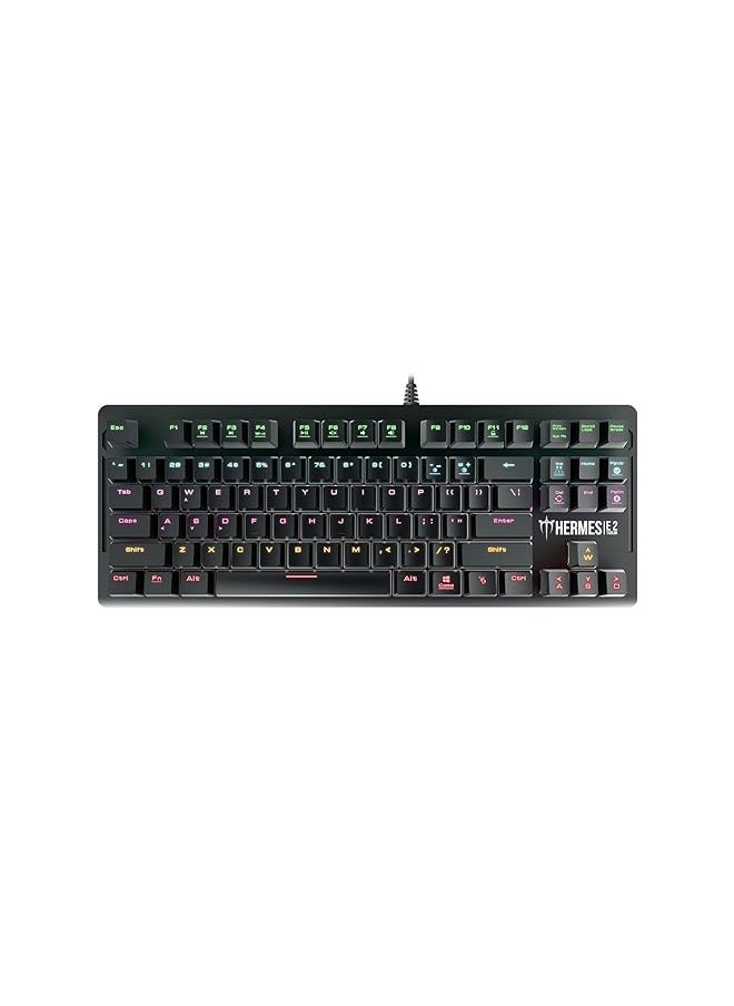 Hermes E2 7 Color Backlit Gaming Mechanical Keyboard 87 Keys Blue Switches Anti Ghosting Multimedia Control Keys With Metal Plate Hermes E2