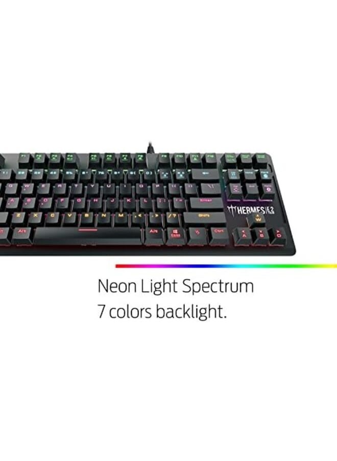 Hermes E2 7 Color Backlit Gaming Mechanical Keyboard 87 Keys Blue Switches Anti Ghosting Multimedia Control Keys With Metal Plate Hermes E2