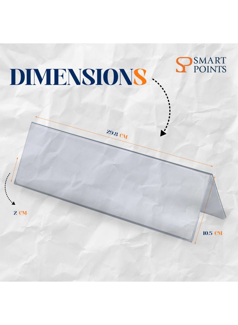 "سمارت بوينتس  " حامل بطاقات أسماء أكريليك (5 قطع) – شفاف مزدوج الجوانب على شكل خيمة، مثالي للمؤتمرات، حفلات الزفاف، المطاعم والمكاتب (30 × 10.5 سم) - Image 4