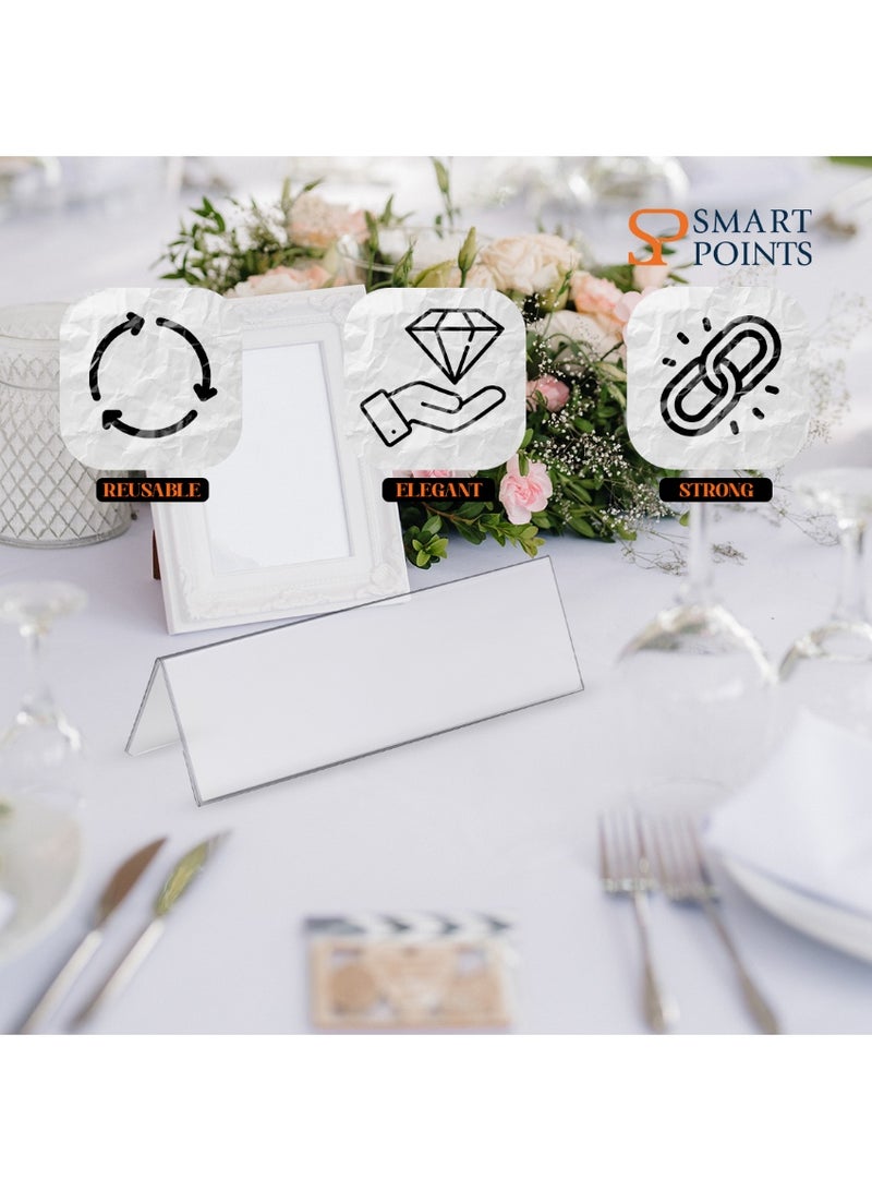 "سمارت بوينتس  " حامل بطاقات أسماء أكريليك (5 قطع) – شفاف مزدوج الجوانب على شكل خيمة، مثالي للمؤتمرات، حفلات الزفاف، المطاعم والمكاتب (30 × 10.5 سم) - Image 3