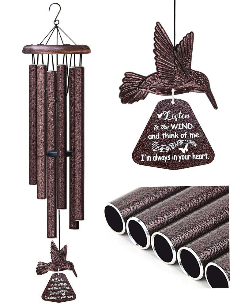 Synhonty Sympathy Wind Chimes with Hummingbird Wind Spinner, Memorial Wind Chimes for Loss of Loved One Prime, Bereavement/Sympathy/Memorial Gift for Loss of Mother Father Husband Condolence Remembrance - Image 1