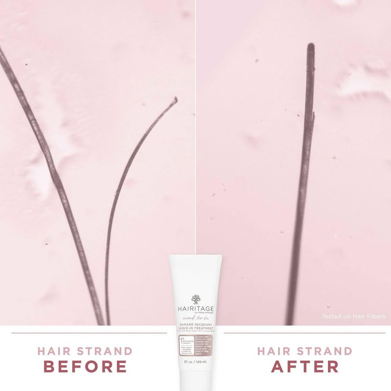 Hairitage Mend To Be Damage Repair Leave In Treatment with Biotin, Castor Oil, + Shea Butter - Refresh Dry Damaged Hair - Smooth Split Ends - Image 4