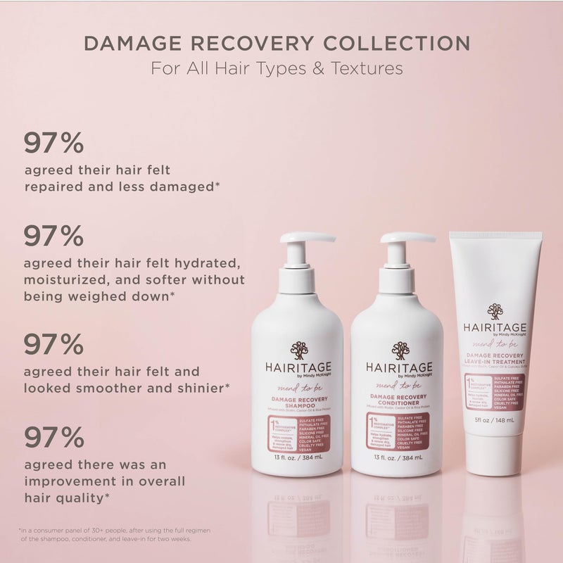 Hairitage Mend To Be Damage Repair Leave In Treatment with Biotin, Castor Oil, + Shea Butter - Refresh Dry Damaged Hair - Smooth Split Ends - Image 3