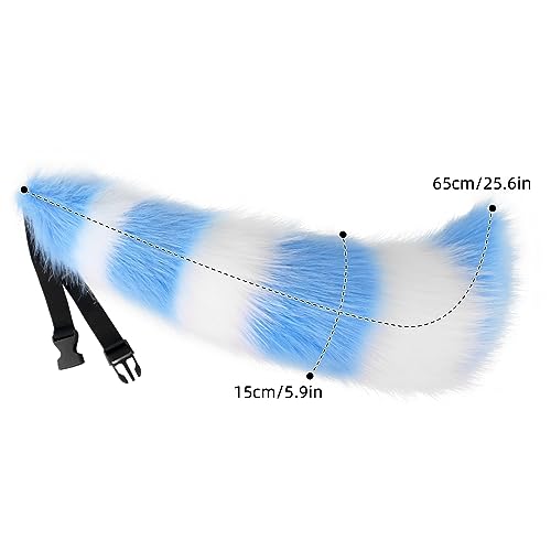 JUNBOON Faux Fur Tail for Cosplay Halloween Party Costume (1-blue white) - Image 2