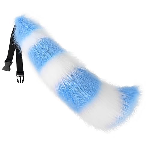 JUNBOON Faux Fur Tail for Cosplay Halloween Party Costume (1-blue white) - Image 4