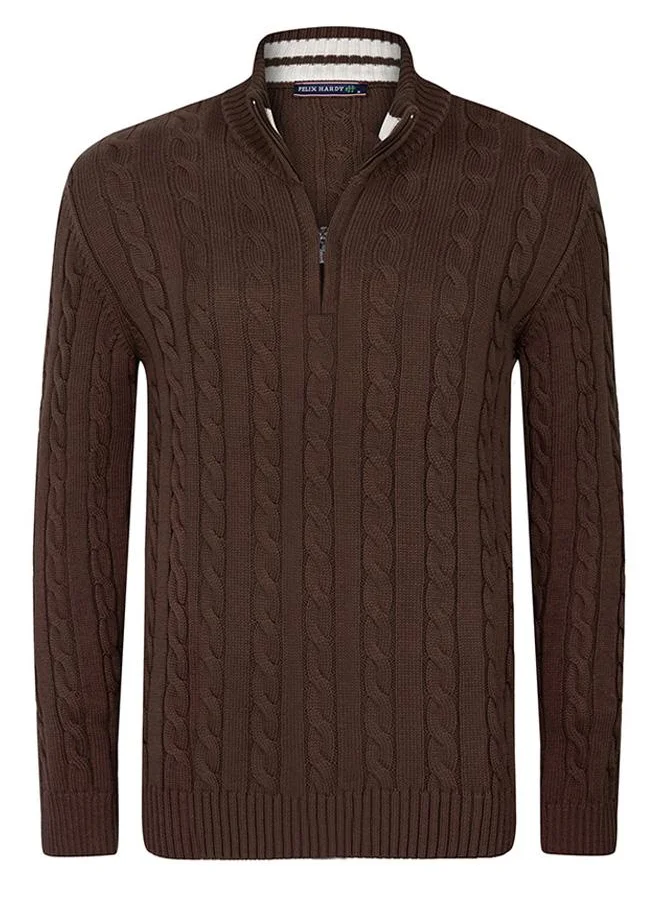 FELIX HARDY Cable knit half zip jumper