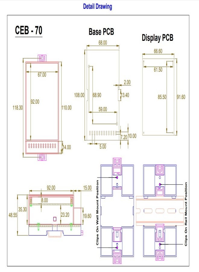 GAURANG علبة تحكم Din Rail من Gaurang، مقاس 110 × 70 × 48.55 مم، لأنظمة التشغيل الآلي للمنازل الإلكترونية، صندوق مفاتيح PLC، صناديق صناعية، صندوق كهربائي، علبة ABS، علبة تحكم Din Rail (CEBV-70-01 مع تهوية). - Image 3