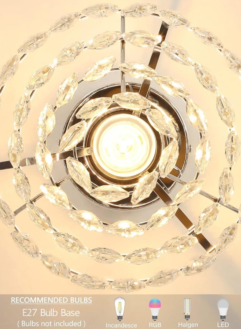 LOOPITYS Classic Silver Crystal Pendant Mini Crystal Pendant, (47.24 inches height adjustable, diameter 25CM/9.87 inches, E27 bulb base, not including bulb) Modern pendant light, unique pendant light for corridors, bedrooms, and hallways - Image 4