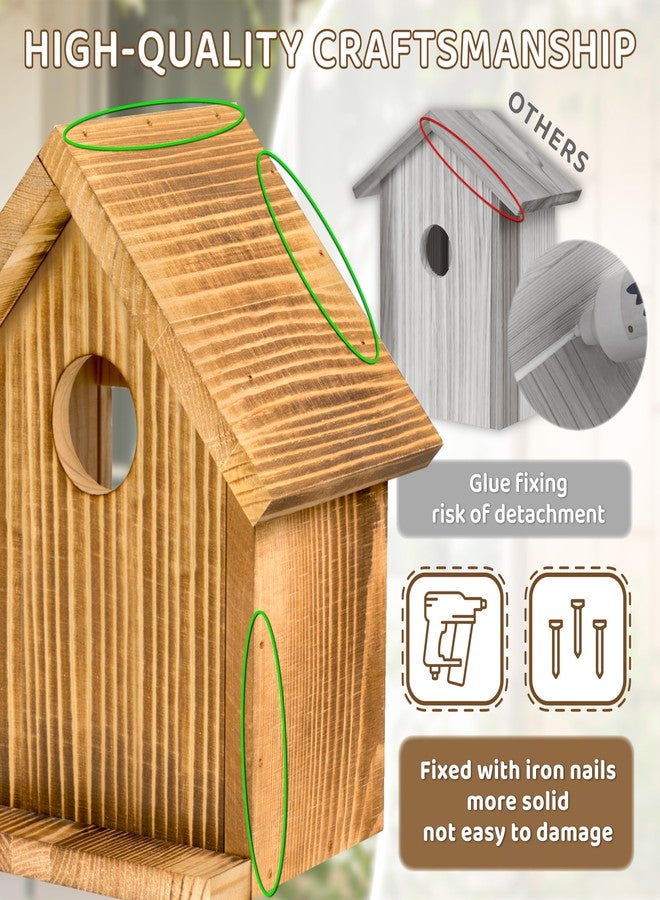 ANSTEEP Window Bird Houses for Outside with 2 Powerful Hooks, Clear Window Bird House for Viewing Inside, Hanging Wooden Birdhouses to Paint for Outdoors, Bird Nesting Box for Bluebird Finch Chickadee - Image 4