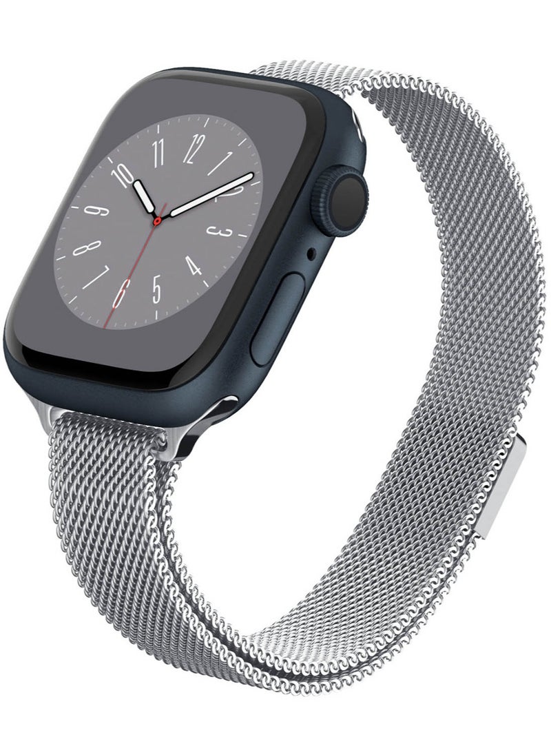 Spigen Metal Fit Band for Apple Watch Band Series 9/8/7 (41mm), Series SE2/6/SE/5/4 (40mm) and Series 3/2/1 (38mm) - Silver  - Image 1