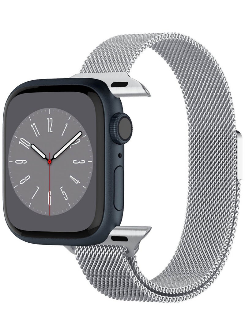 Spigen Metal Fit Band for Apple Watch Band Series 9/8/7 (41mm), Series SE2/6/SE/5/4 (40mm) and Series 3/2/1 (38mm) - Silver  - Image 3