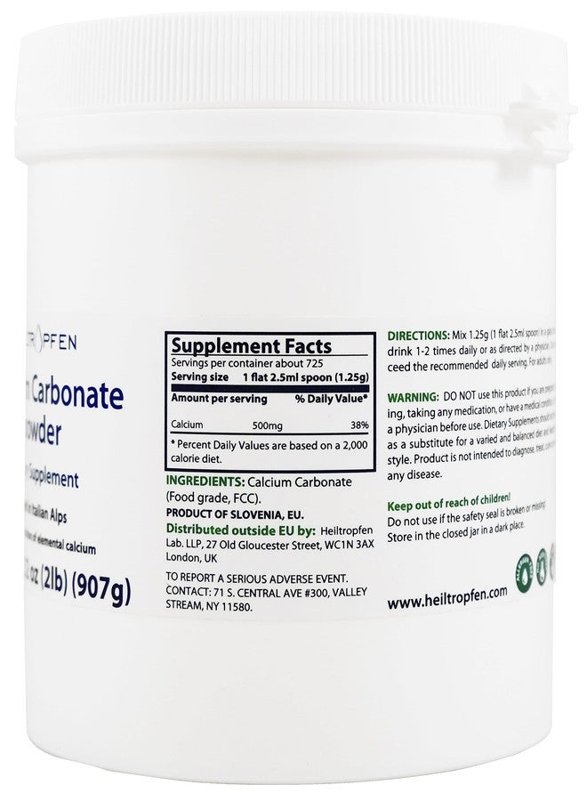 Heiltropfen Calcium Carbonate Powder | 2 Pound - 907 g | Dietary Supplement | Highest Purity Limestone | CaCO3 | Heiltropfen® - Image 2