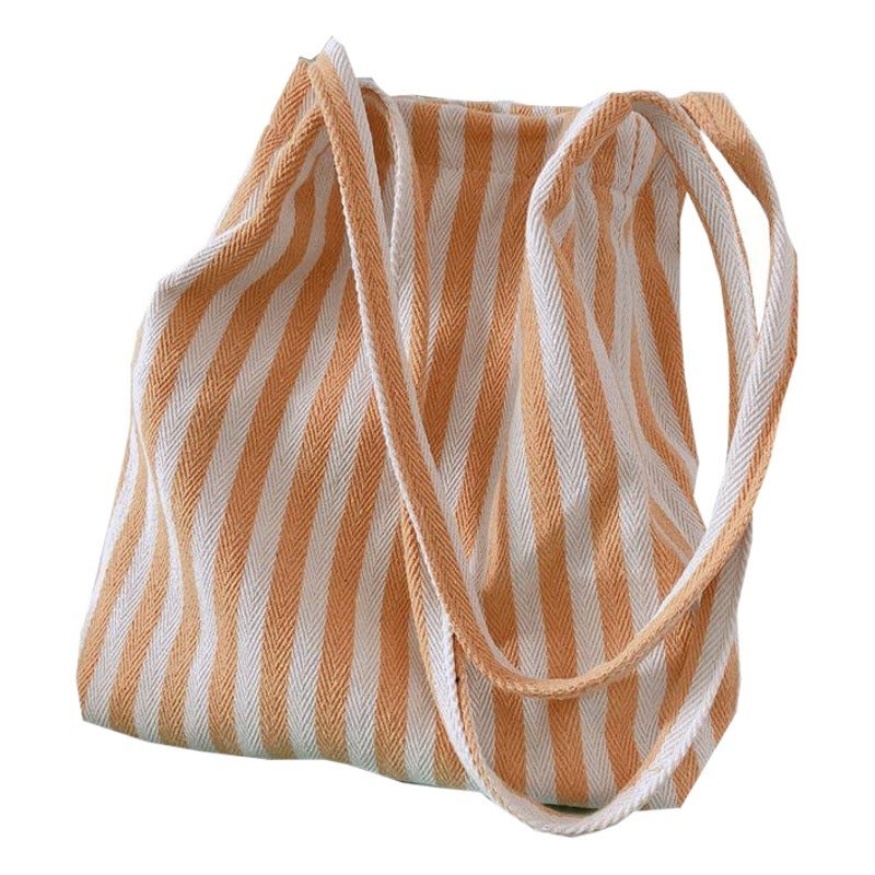 [Return Butterfly Cloth Bag] Five-color Striped Strap Shoulder Canvas Bag Korean Artistic Thick and Firm Simple All-match New - Image 2