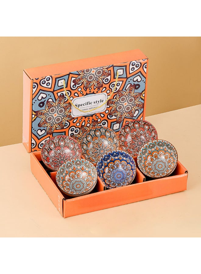 Underglaze Color Bohemian Tableware Set Ceramic Bowl Set Bowl Gift Box Event Tableware Souvenir