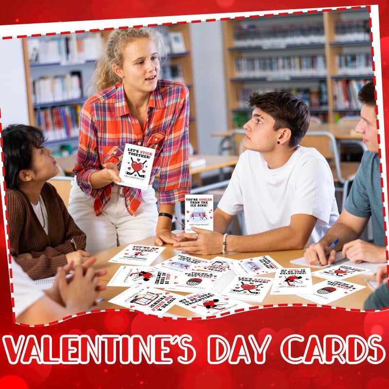 Demonwer 24 Pcs Valentines Cards Bulk Ice Hockey Greeting Card Valentine's Gifts for Exchange Prize Goody Bag Favors - Image 4