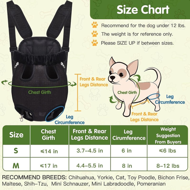 Pet Carrier Backpack Adjustable Dog Front Carrier Legs Out And Easy Fit Dog Backpack Carrier For Hiking Camping Traveling Outdoor For Small Dogs Cats And Puppies M - Image 2