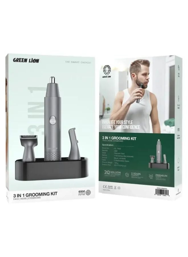 GREEN LION 3-in-1 Trimmer for Men – Electric Shaver, Beard & Nose Grooming Kit, Multi-functional Personal Care Set - Image 2