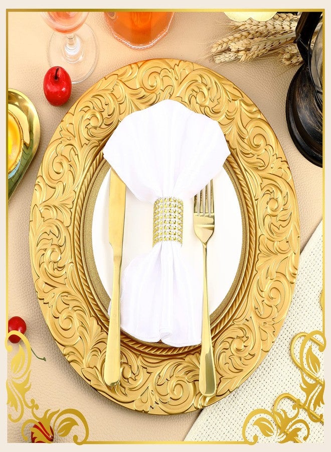 Uiifan 12 Pcs Gold Charger Plates Bulk 13'' Antique Plastic Plate Chargers Decorative Round Dinner Plates Embossed Rim Serving Plate for Wedding Party Holiday Event Catering Tabletop Decoration - Image 4
