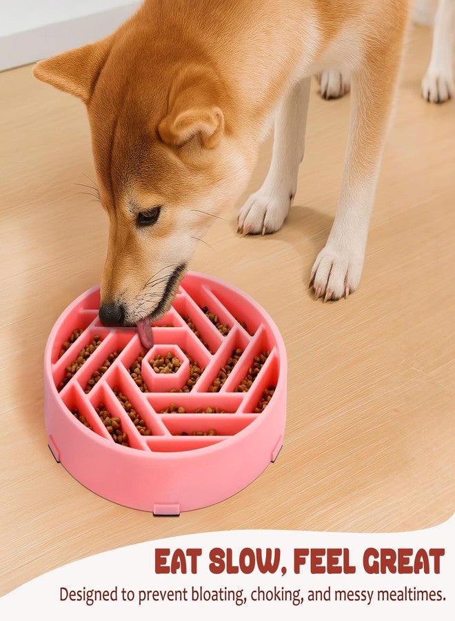 WHIPPY Slow Feeder Dog Bowl, Puzzle Maze Design to Slow Down Eating, 3-Cup Capacity, Anti-Gulping Food Bowl for Medium & Large Dogs,Pink - Image 3