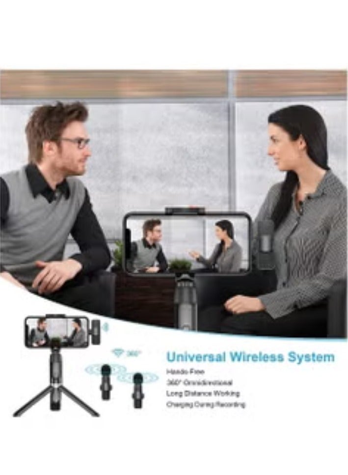 DUSALA 2in1 Bluetooths Mic K9 Wireless Collar Microphone Dual Lapel Lavalier Mic for Noise Reduction Vlogging Interview Live Streaming YouTube Video Broadcast With 2 Mic Receiver for iPhone and Android - Image 2