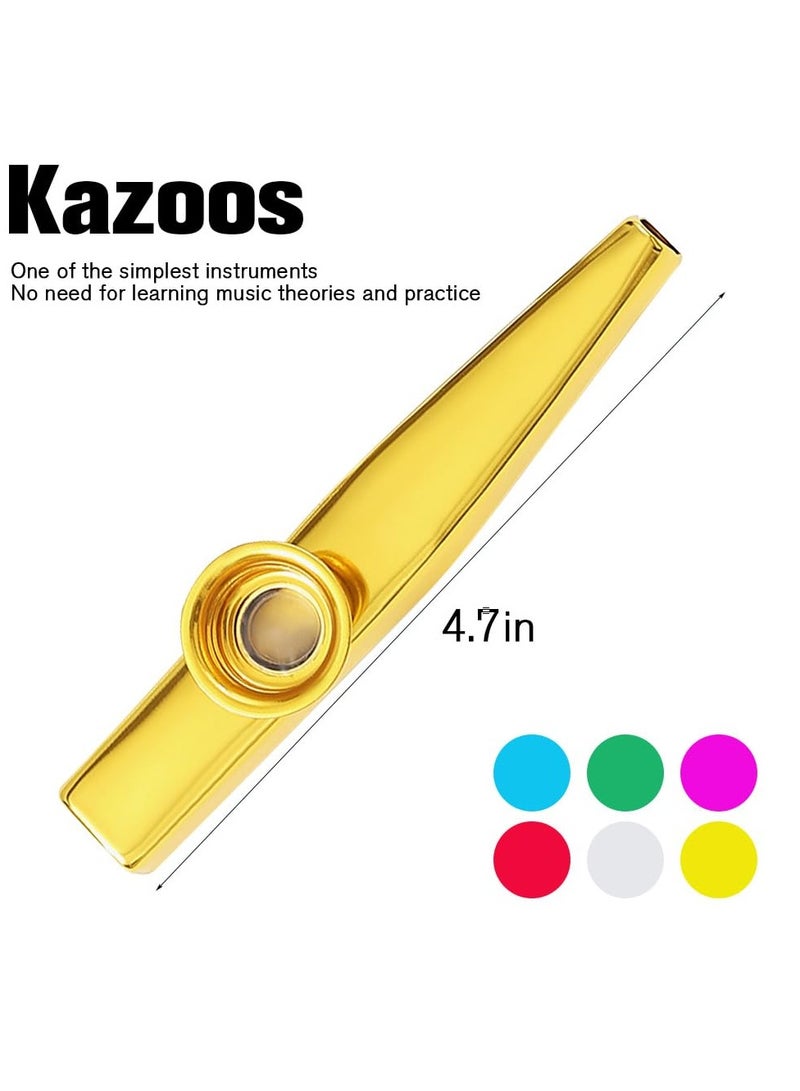 Kazoos Musical Instruments,6 PCS Metal Kazoos Flute for Kids Gift Party Favor Gift Bag Fillers - Image 3