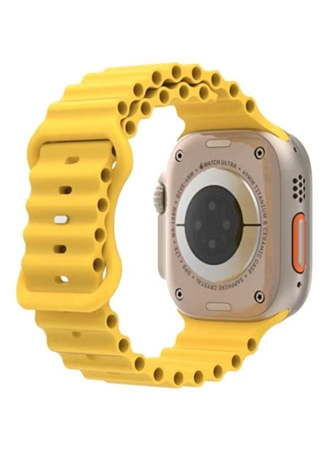 Generic - HuHa Band Ocean Style Silicone Watch Band For Apple Watch Ultra 49mm / Series 8/7 45mm / SE 2/6 / SE / 5/4 44mm / 3/2 / 1 42mm Yellow - Image 1