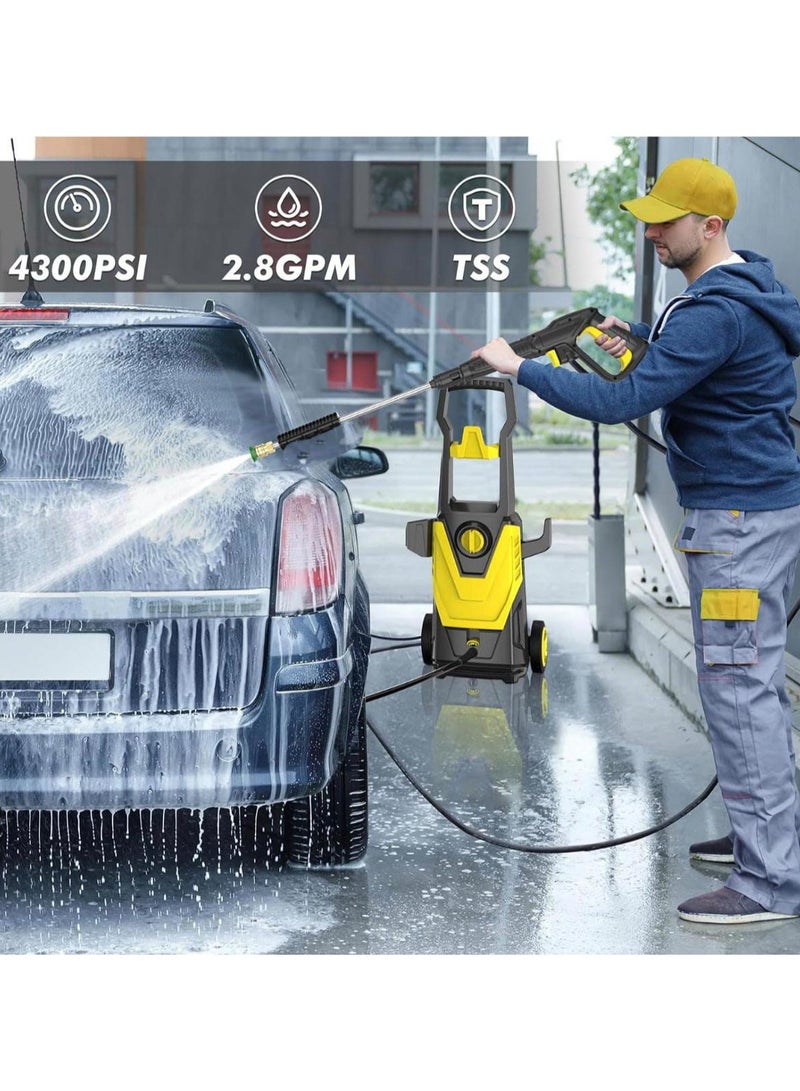 High-Pressure Washer 135 Bar with 5.5L/Min Max Flow Rate | Auto Stop Function, 5m High-Pressure PVC Hose, Wheels for Easy Mobility | Powerful Cleaning for Home, Car & Outdoor Use - Image 4