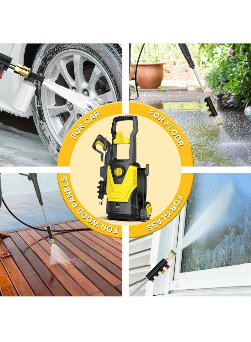 High-Pressure Washer 135 Bar with 5.5L/Min Max Flow Rate | Auto Stop Function, 5m High-Pressure PVC Hose, Wheels for Easy Mobility | Powerful Cleaning for Home, Car & Outdoor Use - Image 5