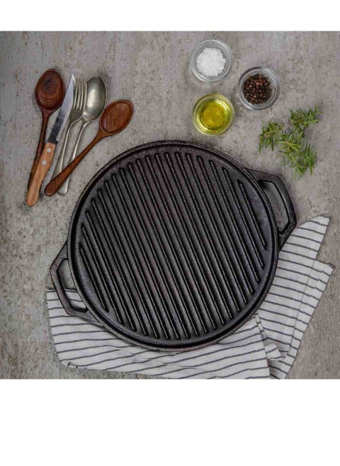 Double-sided circular cast iron grill, size 30 cm, from eBasket