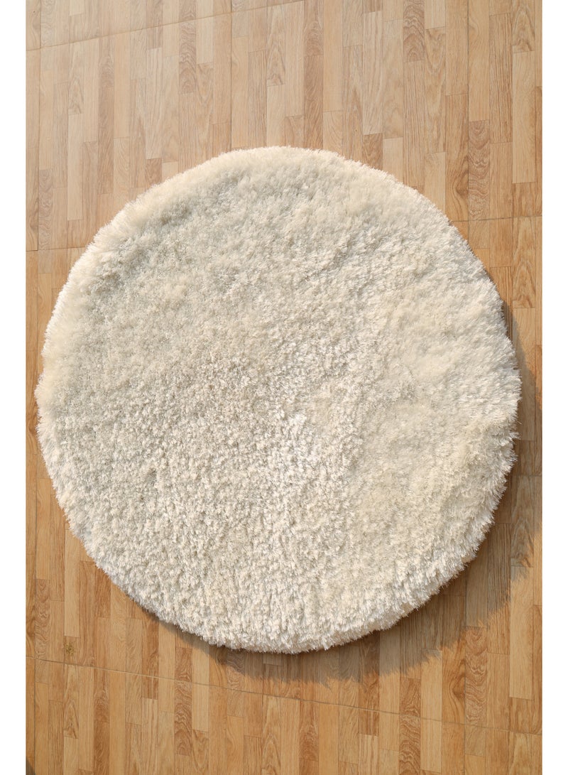 Ramsha Handmade shaggy rug Fur rug white color soft fur rug SG-012 round rug 120 cm - Image 1