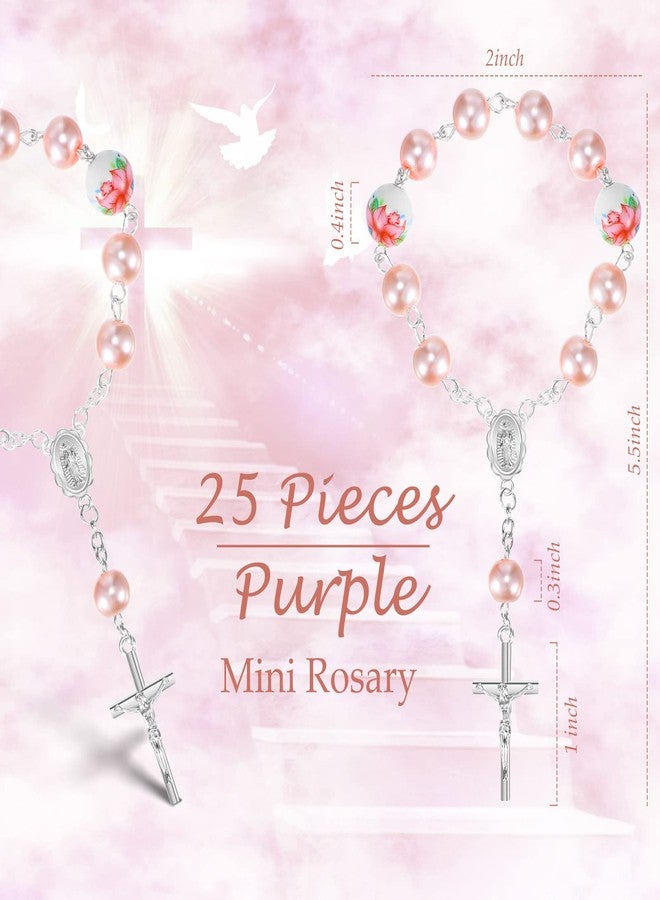 Yinkin 50 Pieces Baptism Favors for Girls Include 25 Pcs Pink Baptism Rosary Baby Mini Rosary and 25 Pcs Organza Bags Baptismal Gifts Baby Christening Gifts for First Communion Decorations Party - Image 2