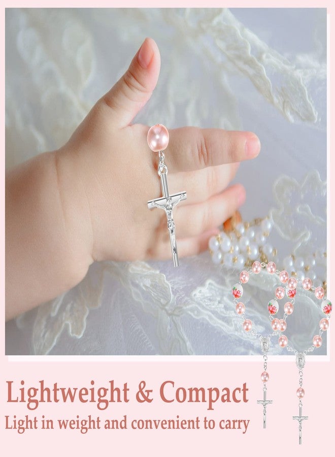Yinkin 50 Pieces Baptism Favors for Girls Include 25 Pcs Pink Baptism Rosary Baby Mini Rosary and 25 Pcs Organza Bags Baptismal Gifts Baby Christening Gifts for First Communion Decorations Party - Image 4