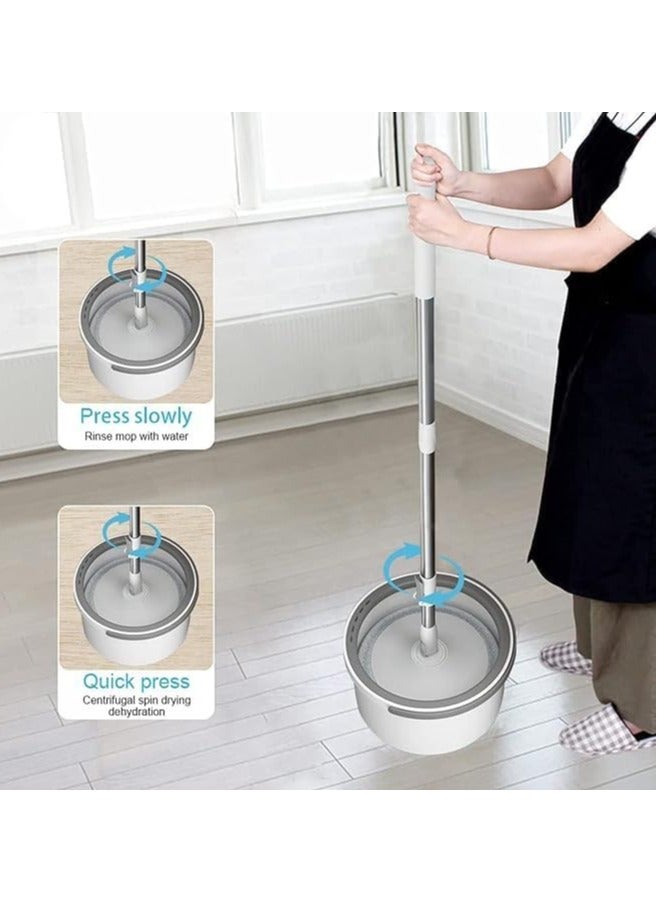 DubaiGallery Microfibre Spin Mop and Bucket System, Mop and Bucket with Wringer Set, Spinning Mops for Floor Cleaning, Support Self-Separation of Waste Water and Clean Water 2 Replaceable Mop - Image 2